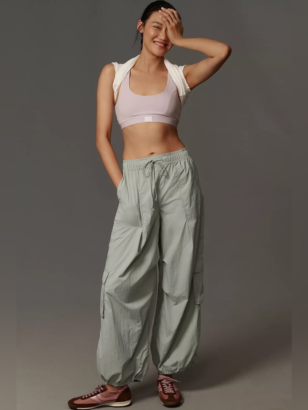 NWT Daily Practice Anthropologie Sage Parachute Cargo Pants Utility Wide Leg - Picture 2 of 13